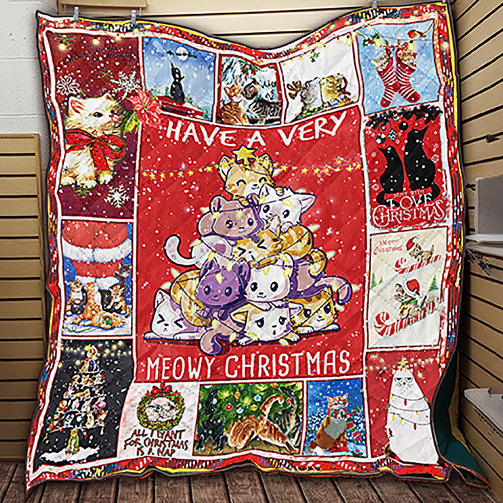 litzzy Cat Have A Very Meowy Christmas Fleece Blanket Dhc04011351Dd Quilt Blanket   