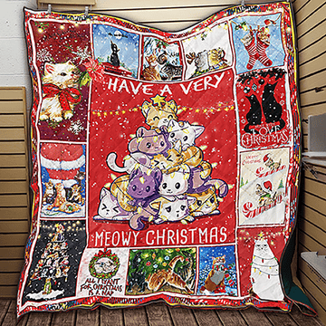 litzzy Cat Have A Very Meowy Christmas Fleece Blanket Dhc04011351Dd Quilt Blanket   