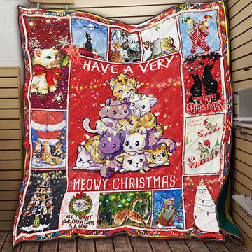 litzzy Cat Play On Christmas CLH1612061Q Fleece Blanket Quilt Blanket   