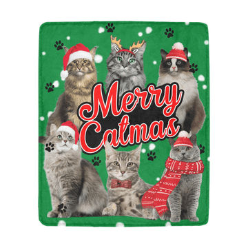 litzzy Cat Santa Merry Christmas CLM2812164S Sherpa Fleece Blanket Sherpa Fleece Blanket   