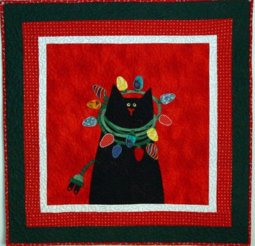 litzzy Cat With Christmas Lights CLT1812052H Fleece Blanket Quilt Blanket   