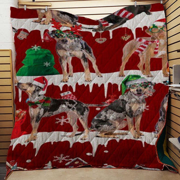 litzzy Catahoula Leopard Snow Christmas CL11120163MDQ Fleece Blanket Quilt Blanket   