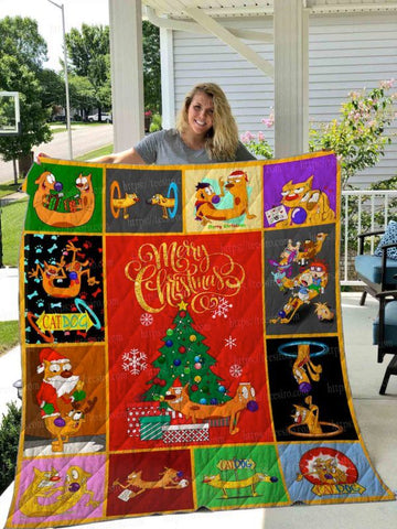 litzzy Catdog Christmas CLP1812161Q Fleece Blanket Quilt Blanket   