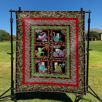 litzzy Catitude Cat Merry Christmas NI1910070DT Fleece Blanket Quilt Blanket   