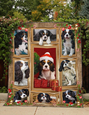 litzzy Cavalier King Charles Spaniel Hello Christmas Fleece Blanket Dhc04011359Dd Quilt Blanket   
