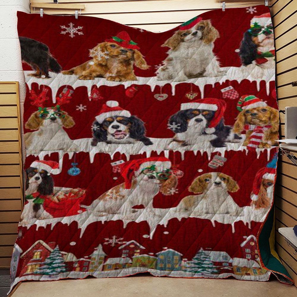 litzzy Cavalier King Charles Spaniel Snow Christmas CL11120173MDQ Fleece Blanket Quilt Blanket   