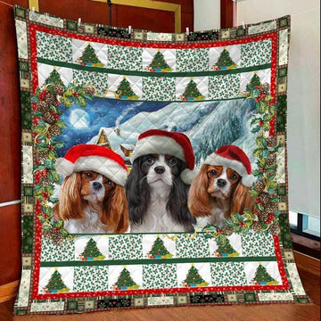 litzzy Cavalier King Charless Spaniel Christmas HHC121110TH Fleece Blanket Quilt Blanket   