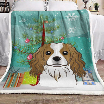 litzzy Cavalier Spaniel Christmas GS-CL-LD2706 Sherpa Fleece Blanket Sherpa Fleece Blanket   