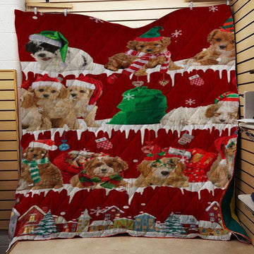 litzzy Cavoodle Snow Christmas CL11120174MDQ Fleece Blanket Quilt Blanket   