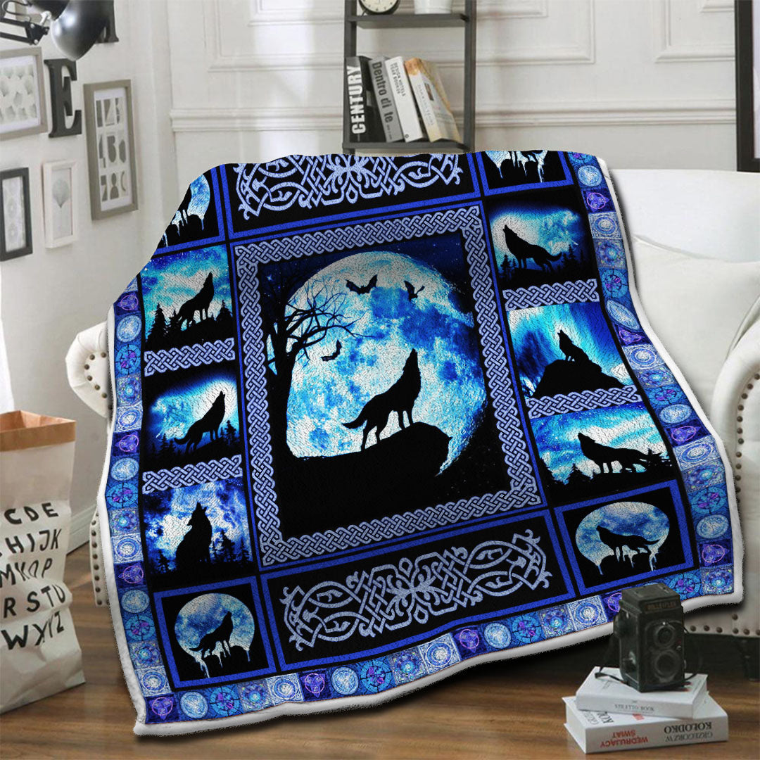litzzy Celtic Wolf Fleece Blanket HST191074 Fleece Blanket   