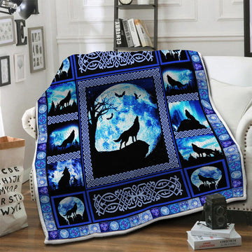 litzzy Celtic Wolf Fleece Blanket HST191074 Fleece Blanket   