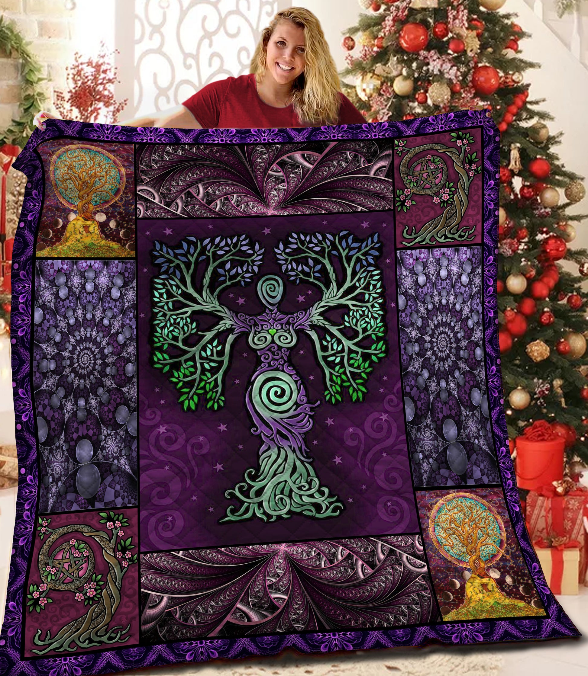 litzzy Celtic Tree Of Life Fleece Blanket HST19101039 Quilt Blanket   