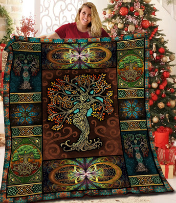 litzzy Celtic Tree Of Life Fleece Blanket HST191072 Quilt Blanket   