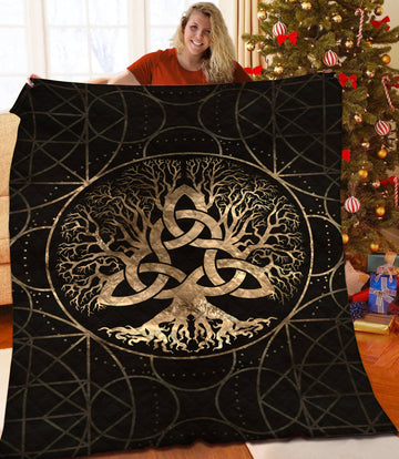 litzzy Celtic Tree Of Life Fleece Blanket HST25105024 Quilt Blanket   