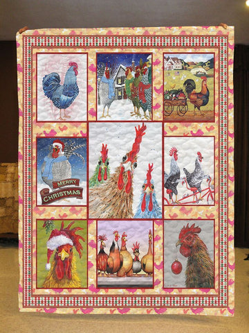 litzzy Chicken Christmas CLH0212038Q Fleece Blanket Quilt Blanket   