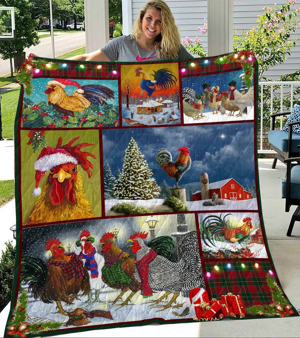 litzzy Chicken Noel Chicken Fleece Blanket Christmas Christmas Gifts Merry Christmas Holiday Gifts Gift Dhc03011325Dd Quilt Blanket   