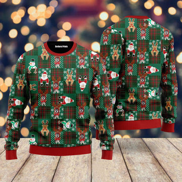 litzzy Chihuahua Reindeer Costume With Santa And Deer Ugly Christmas Sweater | For Men & Women | UH2206 - Ugly Sweater Gift For Lover sweater   