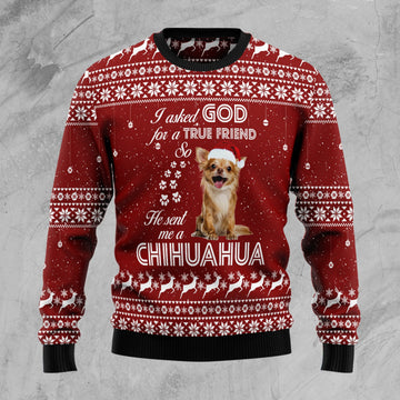 litzzy Chihuahua True Friend TG5113 Ugly Christmas Sweater -  Best Gift For Christmas, Noel Malalan - Christmas Signature sweater   