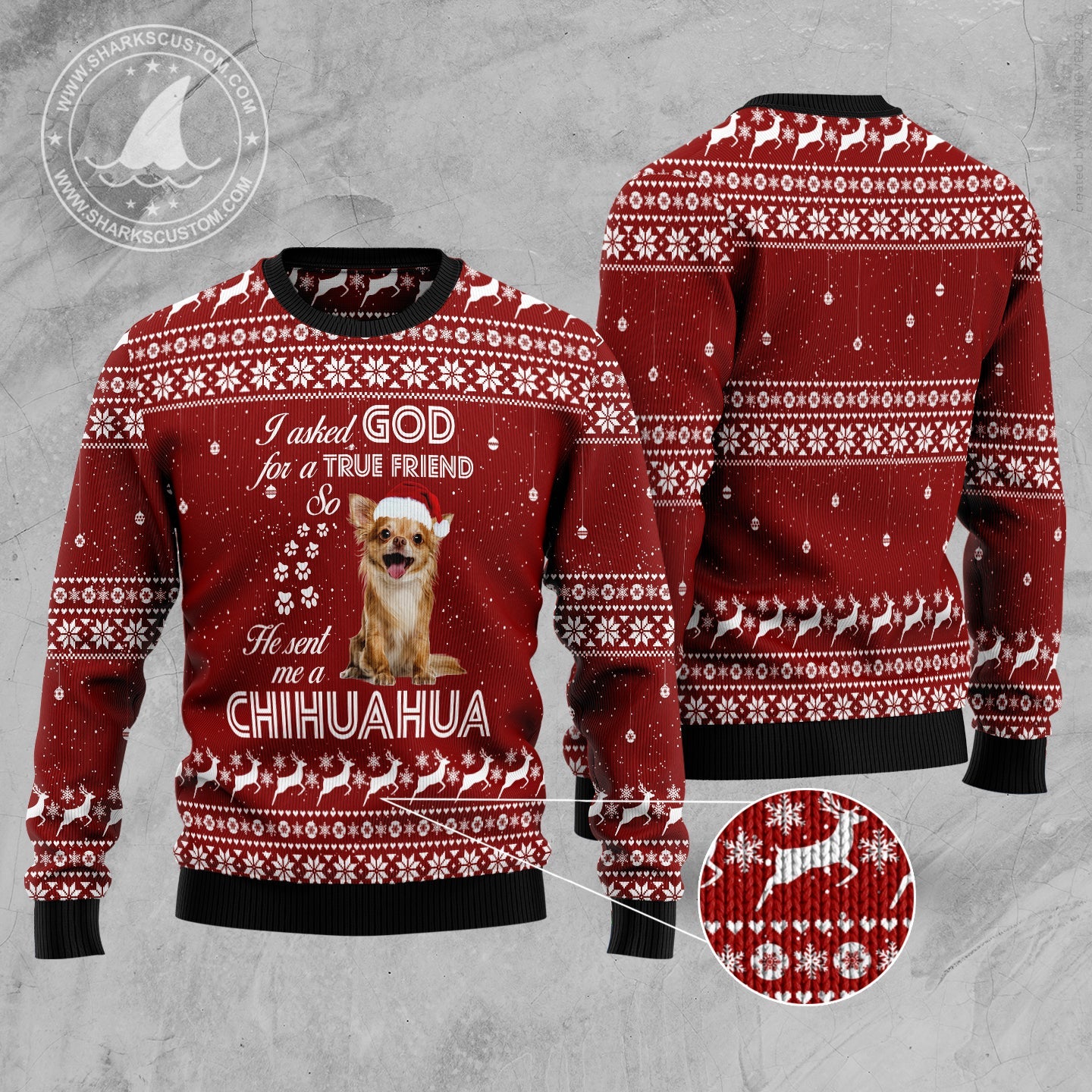 litzzy Chihuahua True Friend TG5113 Ugly Christmas Sweater -  Best Gift For Christmas, Noel Malalan - Christmas Signature sweater   