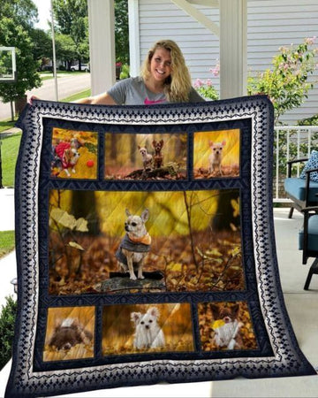 litzzy Chihuahua Chihuahua At Auturm Fleece Blanket Christmas Christmas Gifts Merry Christmas Holiday Gifts Gift Dhc03011812Dd Quilt Blanket   