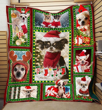 litzzy Chihuahua Christmas CL28110489MDQ Fleece Blanket Quilt Blanket   