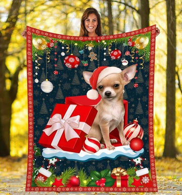 litzzy Chihuahua Christmas DTC171110 Fleece Blanket Sherpa Fleece Blanket   