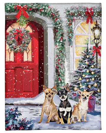 litzzy Chihuahua Christmas Gift For Dog Lovers GS-CL-NT0901 Sherpa Fleece Blanket fleece blanket   