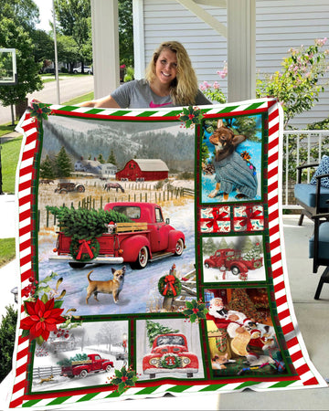 litzzy Chihuahua Christmas MMC1411713 Fleece Blanket Sherpa Fleece Blanket   