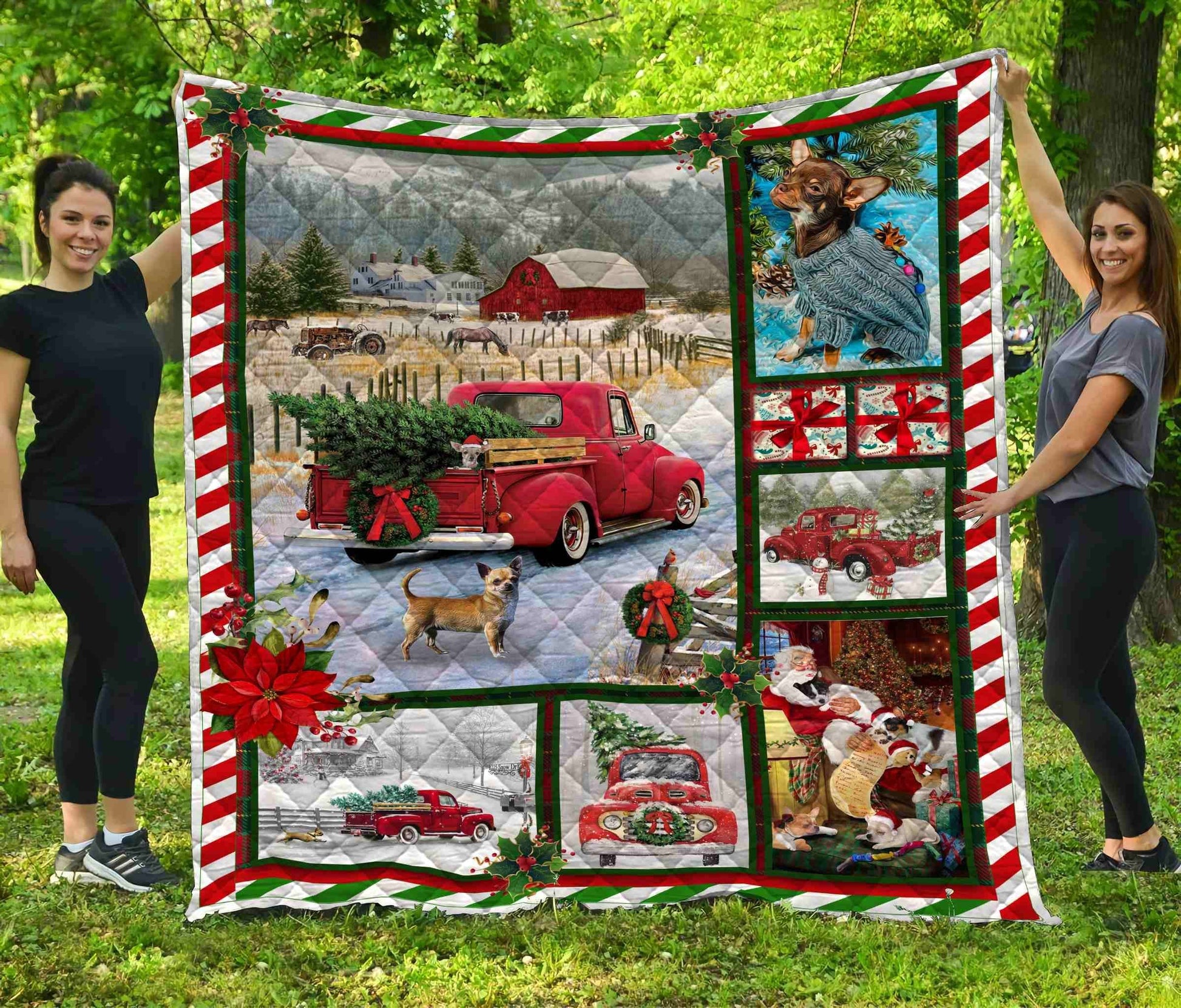 litzzy Chihuahua Christmas Fleece Blanket DHC291115VT Quilt Blanket   