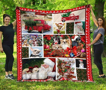 litzzy Chihuahua In Christmas NC1909125CL Fleece Blanket Quilt Blanket   