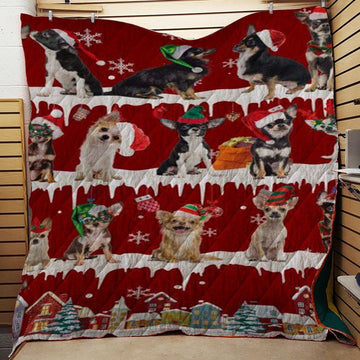litzzy Chihuahua Snow Christmas CL11120183MDQ Fleece Blanket Quilt Blanket   
