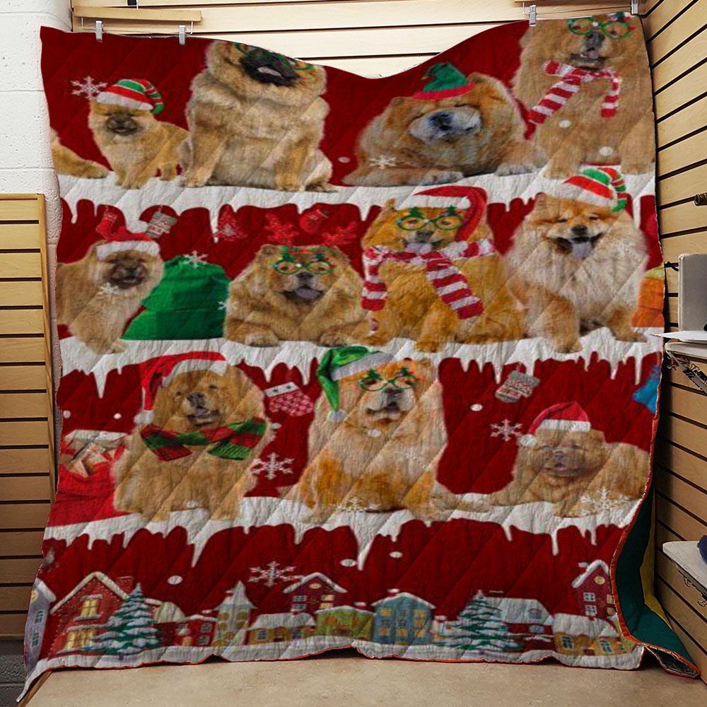 litzzy Chow Chow Snow Christmas CL11120187MDQ Fleece Blanket Quilt Blanket   