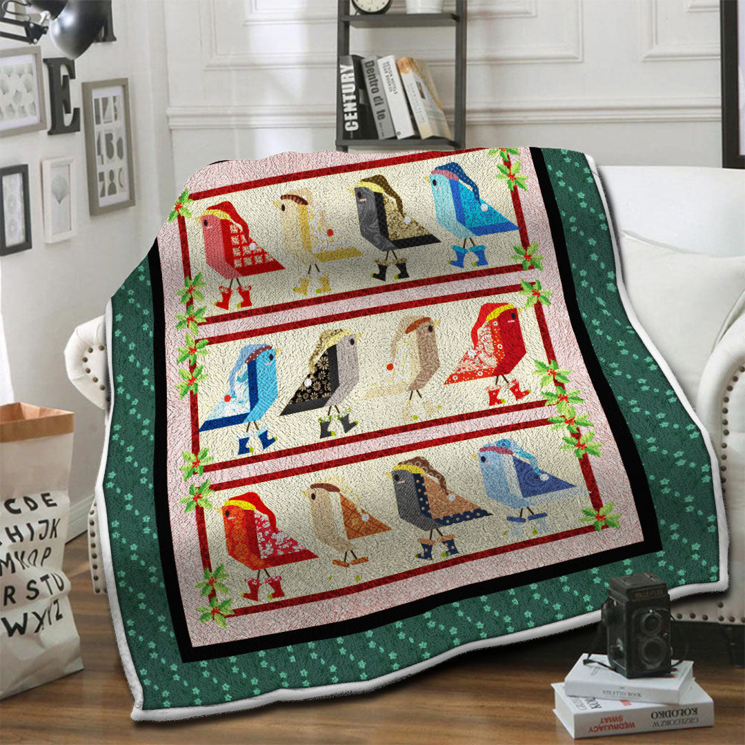 litzzy Christmas Bird Fleece Blanket HST19103756 Fleece Blanket   