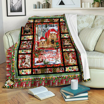 litzzy Christmas Cocker Spaniel B171009 Fleece Blanket Fleece Blanket   