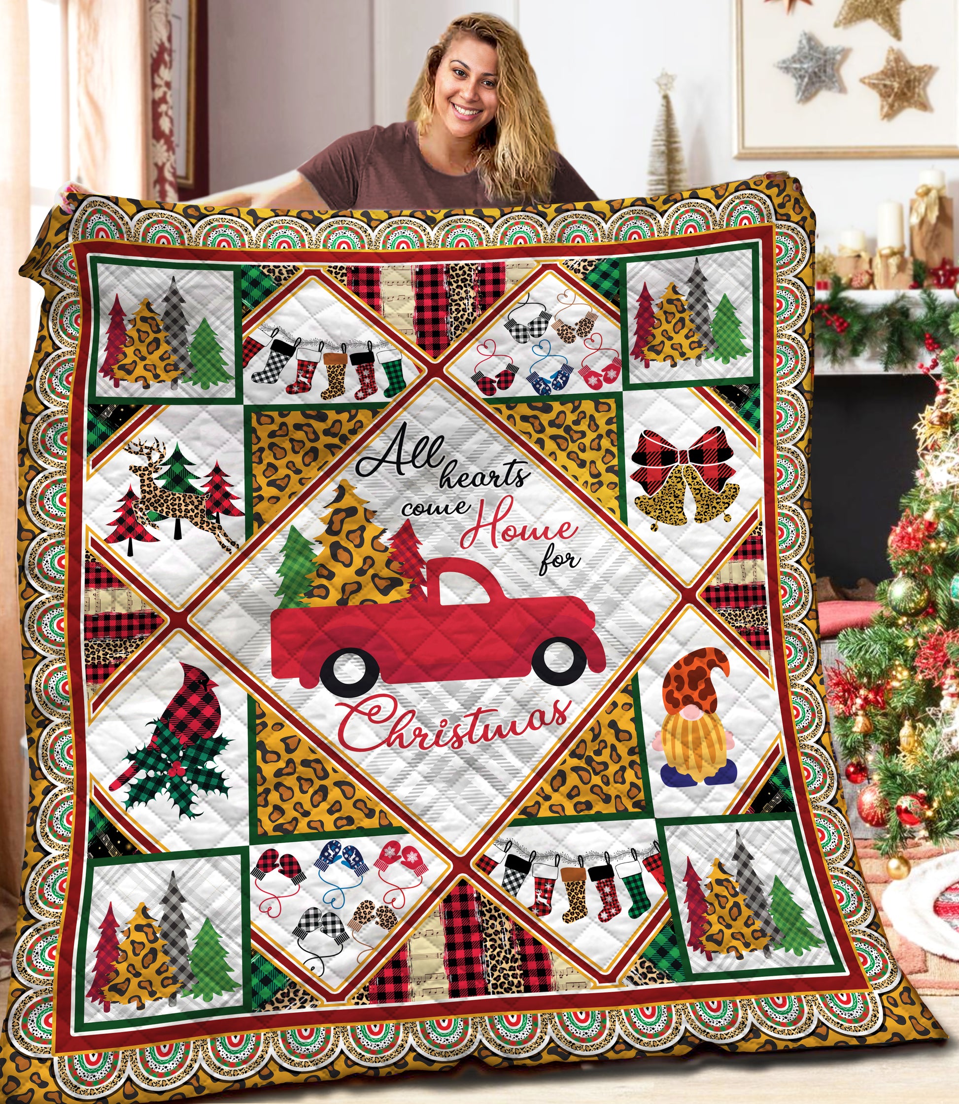 litzzy Christmas AAA101101TA Fleece Blanket Quilt Blanket   