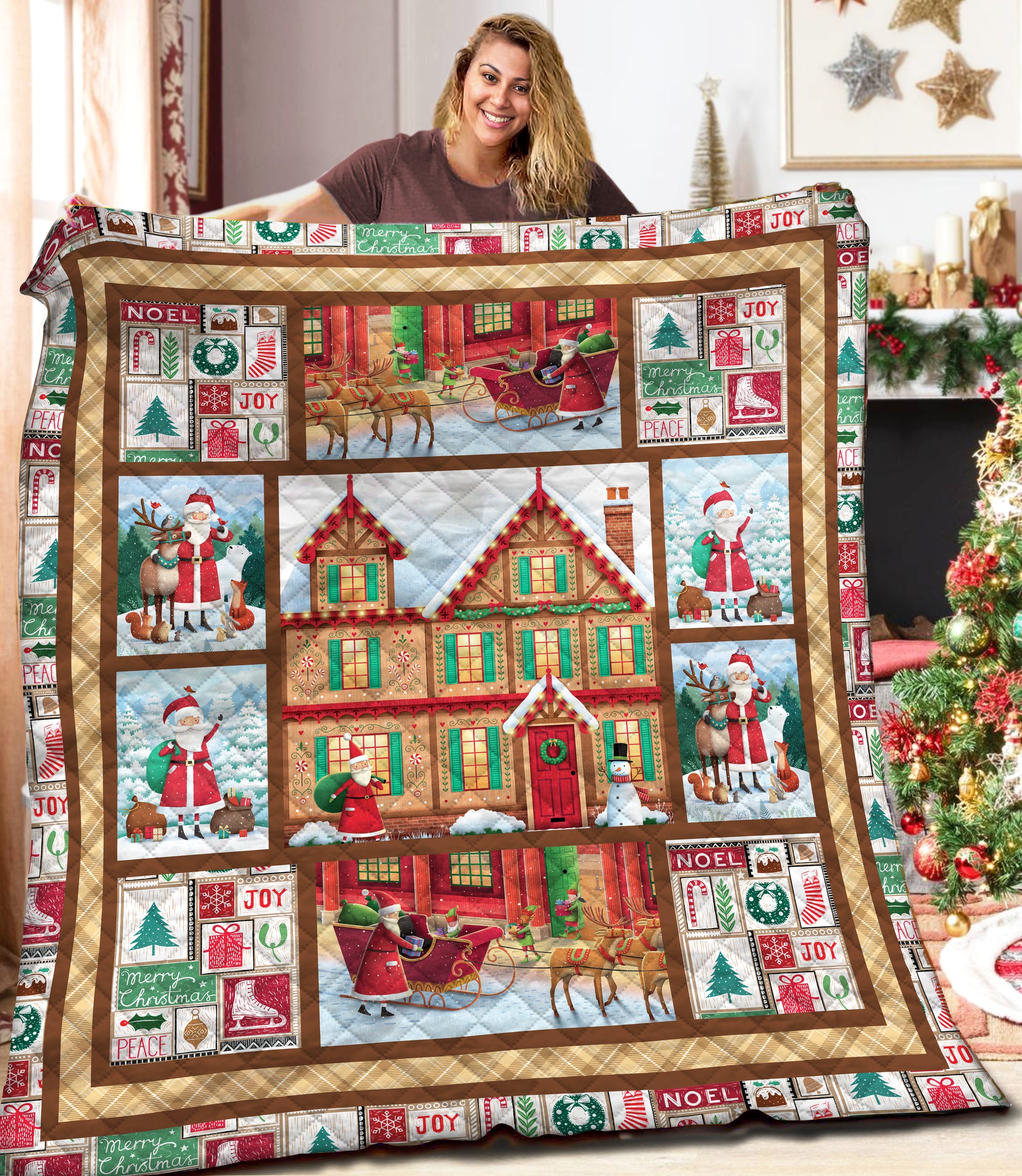 litzzy Christmas AAA101102TA Fleece Blanket Quilt Blanket   