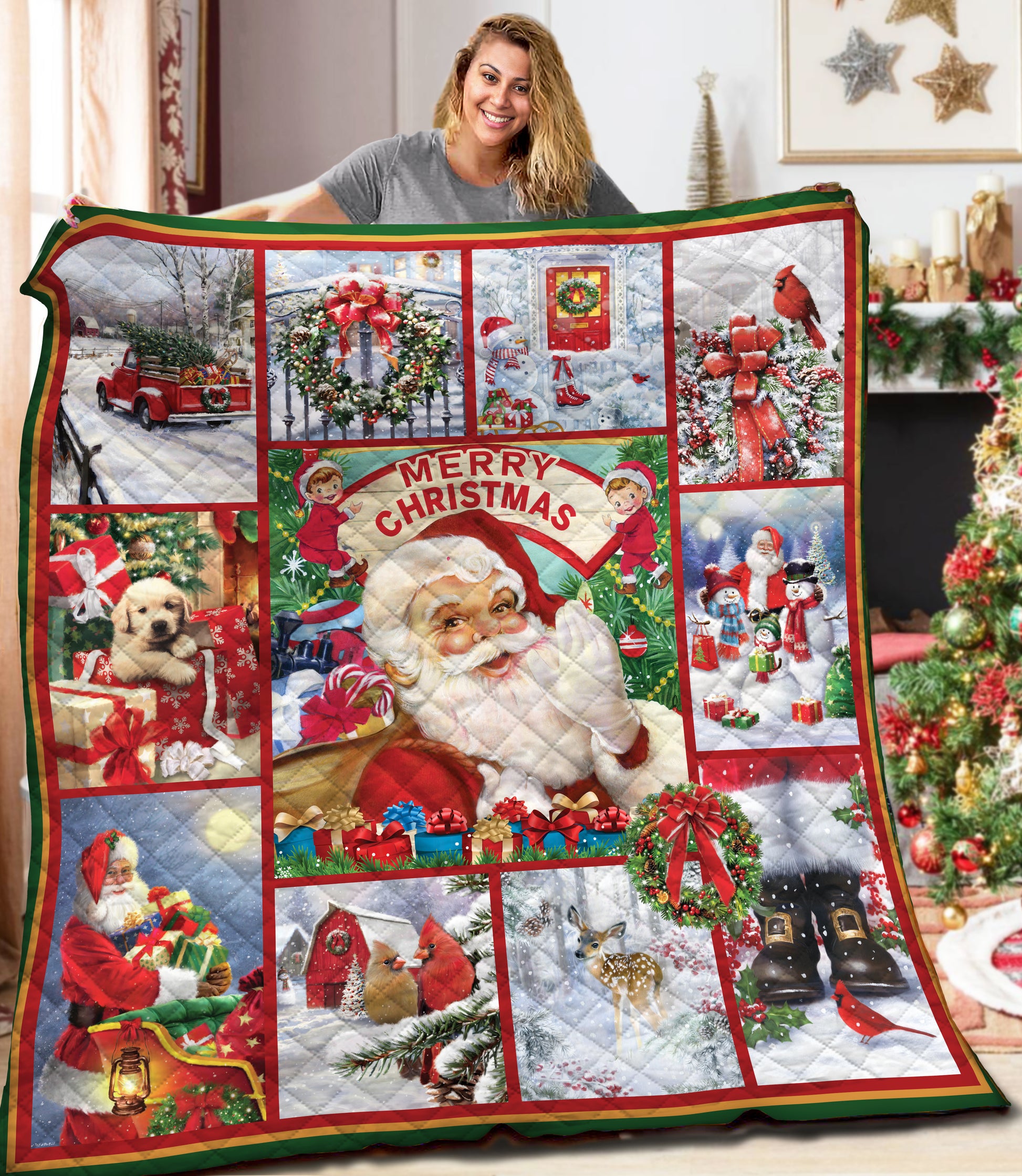 litzzy Christmas AAA121101TA Fleece Blanket Quilt Blanket   