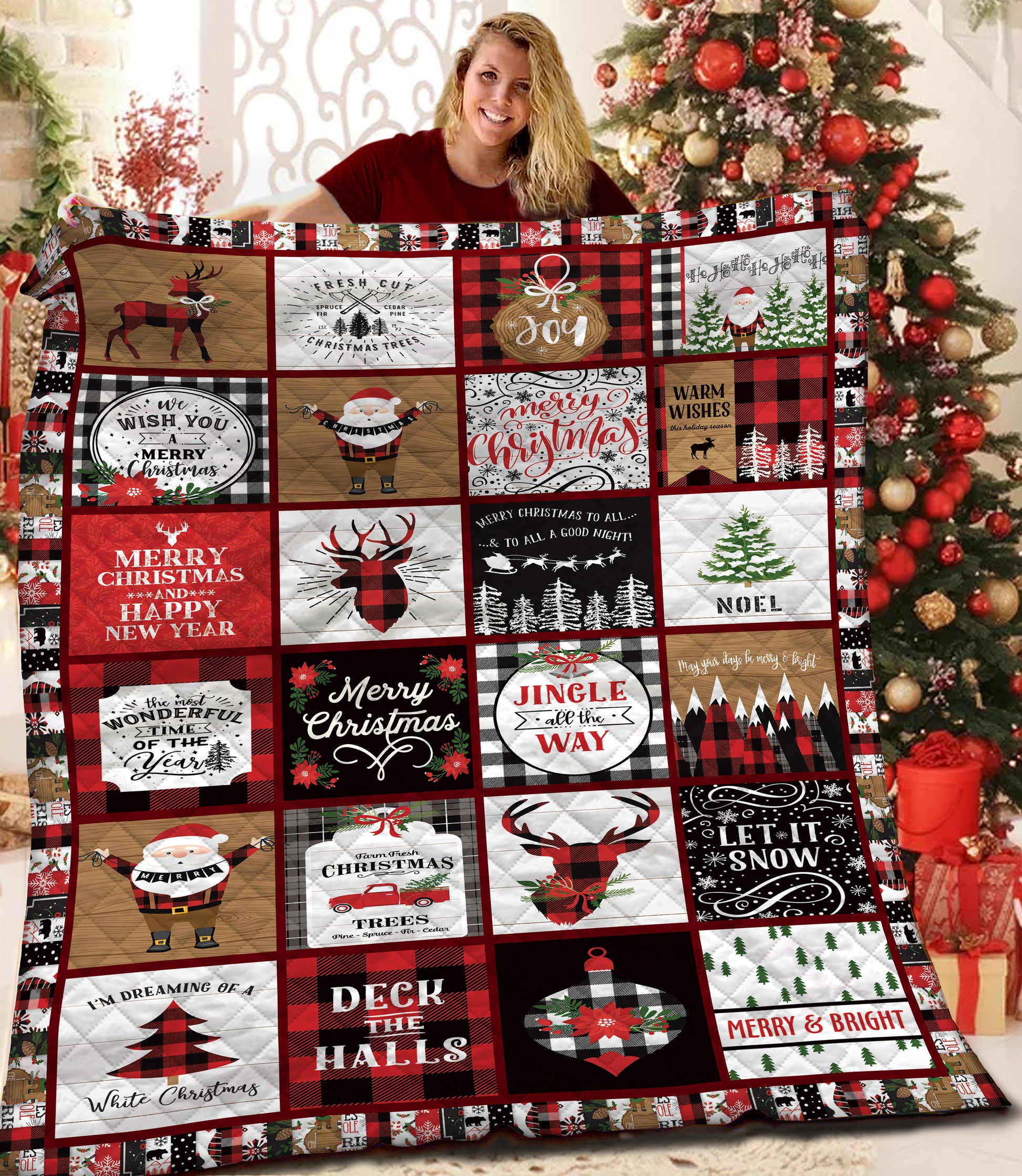 litzzy Christmas BBB0311105MH Fleece Blanket Quilt Blanket   