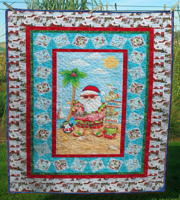 litzzy Christmas Beach CL24100053MDQ Fleece Blanket Quilt Blanket   