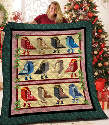 litzzy Christmas Bird Fleece Blanket CCC19103756 Quilt Blanket   