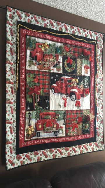 litzzy Christmas Car CLA2210124Q Fleece Blanket Quilt Blanket   