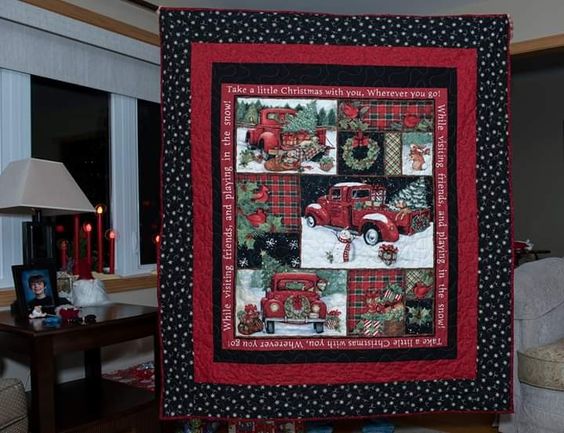 litzzy Christmas Car CLA2210126Q Fleece Blanket Quilt Blanket   