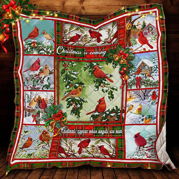litzzy Christmas Cardinals Bird CLA0412658Q Fleece Blanket Quilt Blanket   