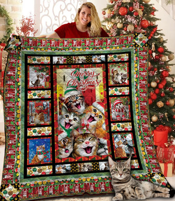 litzzy Christmas Cats B171013 Fleece Blanket Quilt Blanket   
