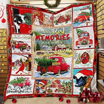 litzzy Christmas On The Farm CL18100164MDQ Fleece Blanket Quilt Blanket   