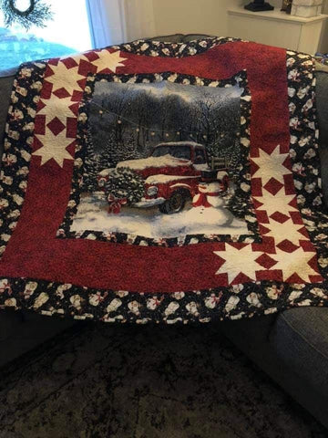 litzzy Christmas Panels CLA2110127Q Fleece Blanket Quilt Blanket   