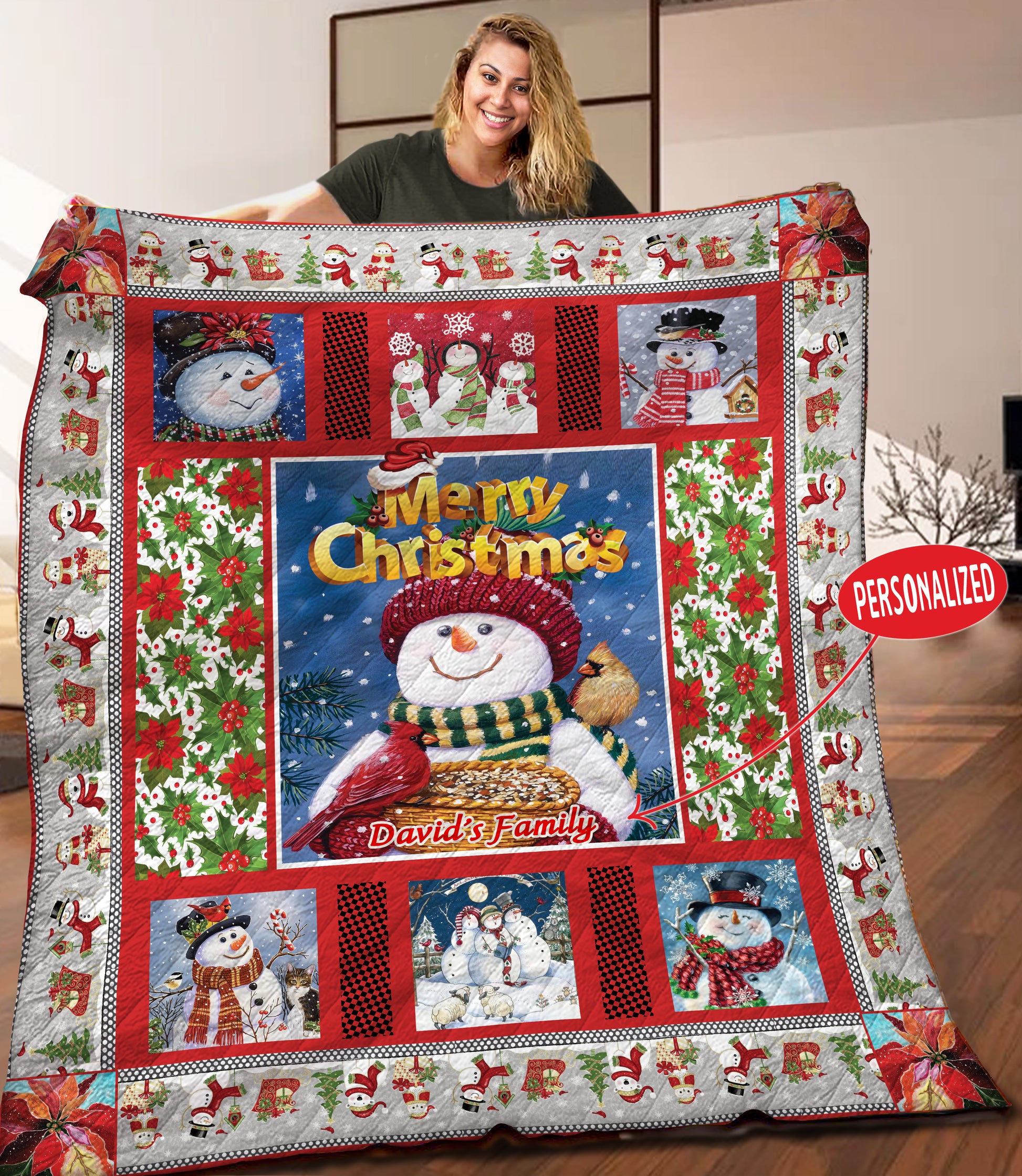 litzzy Christmas Personalized HHH111101NH Fleece Blanket Quilt Blanket   