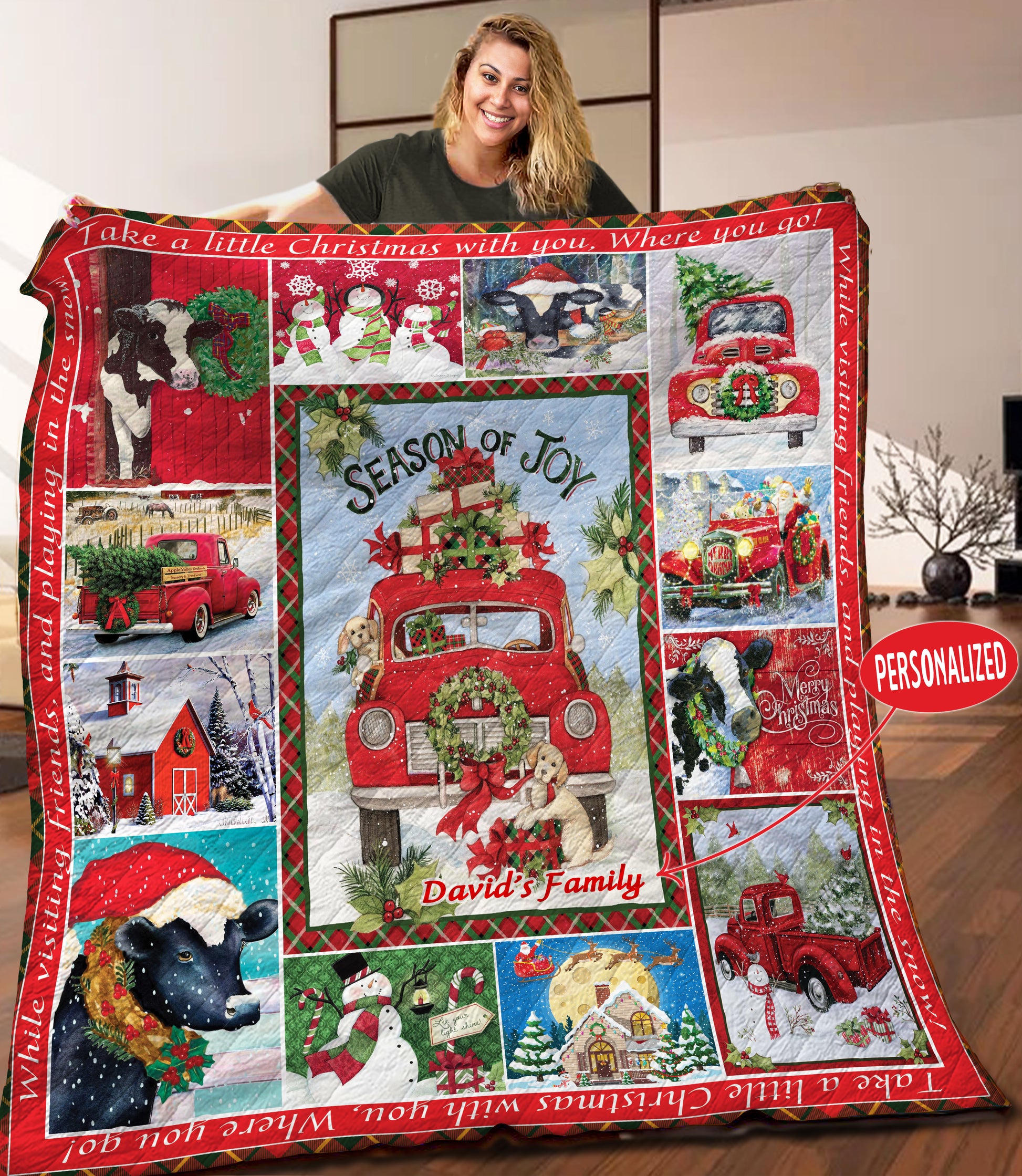 litzzy Christmas Personalized HHH111103NH Fleece Blanket Quilt Blanket   