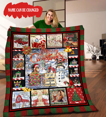 litzzy Christmas Personalized HHH121104NA Fleece Blanket Quilt Blanket   