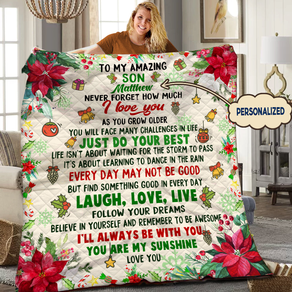 litzzy Christmas Personalized HHH121106TN Fleece Blanket Quilt Blanket   